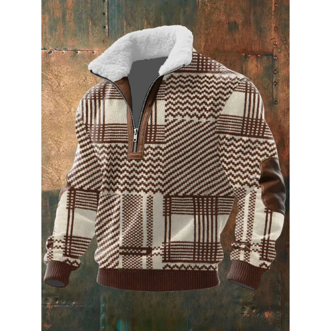 Niels - Comfortabele half-zip trui met sherpa kraag voor heren Angle