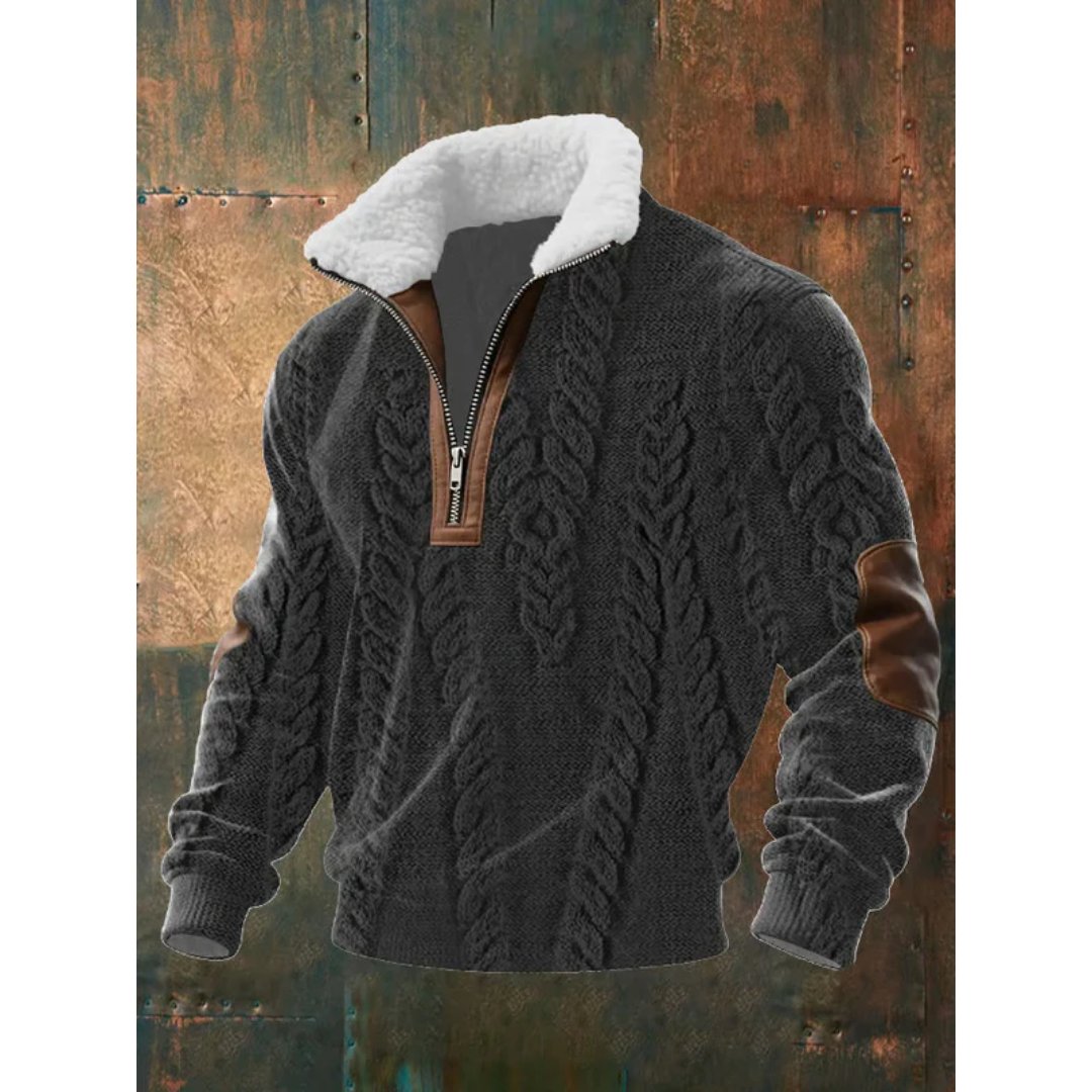 Niels - Comfortabele half-zip trui met sherpa kraag voor heren Back