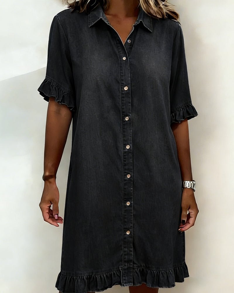 Renske - Casual denimjurk met knopen voor dames Detail