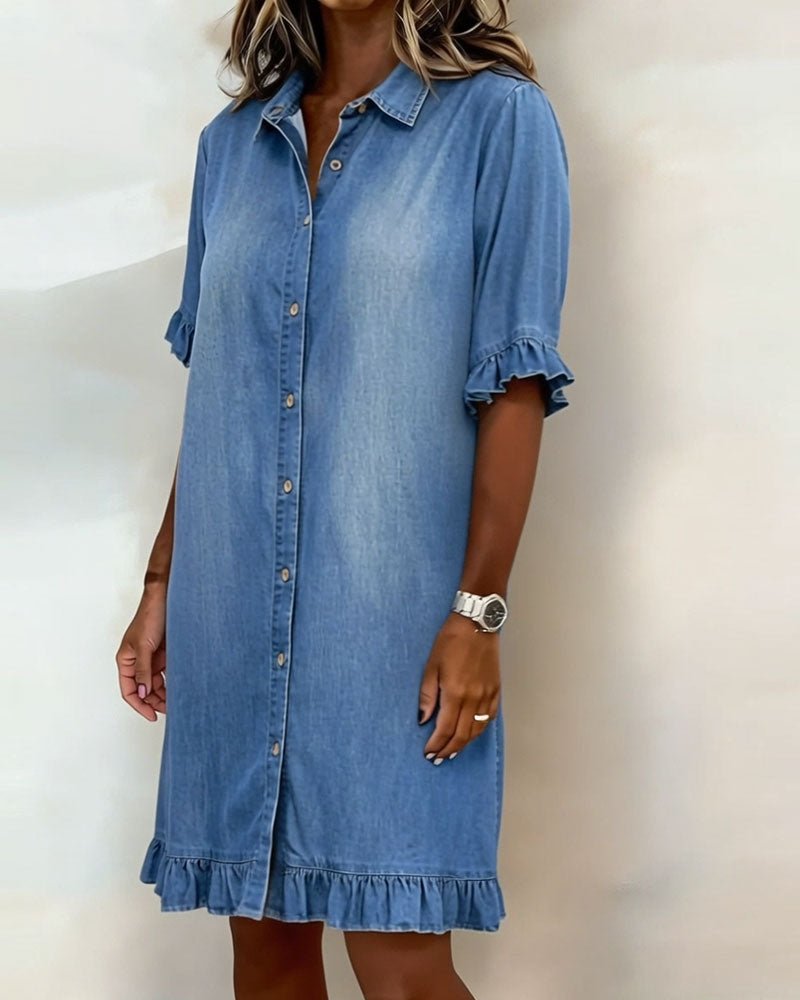 Renske - Casual denimjurk met knopen voor dames Lifestyle