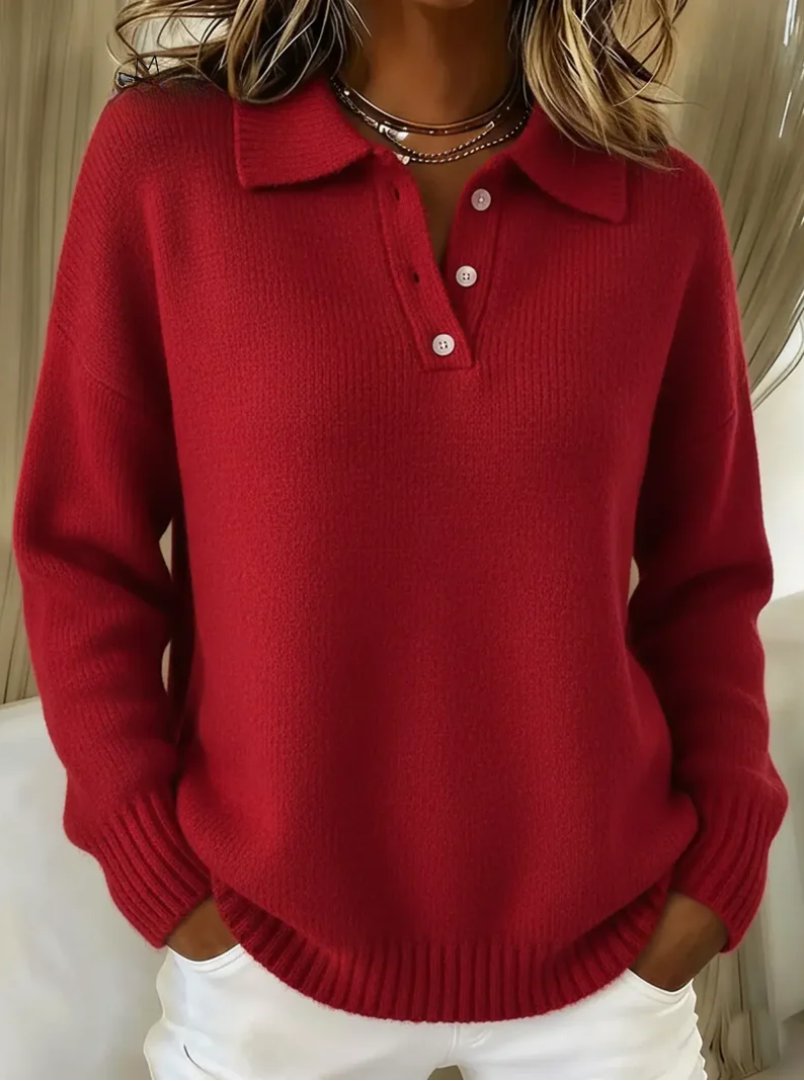Renske - Elegante polotrui met knoopsluiting voor dames Detail