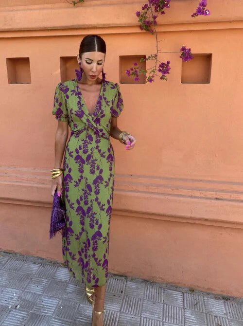 Roos - Elegante zomerjurk met botanische print voor dames Back