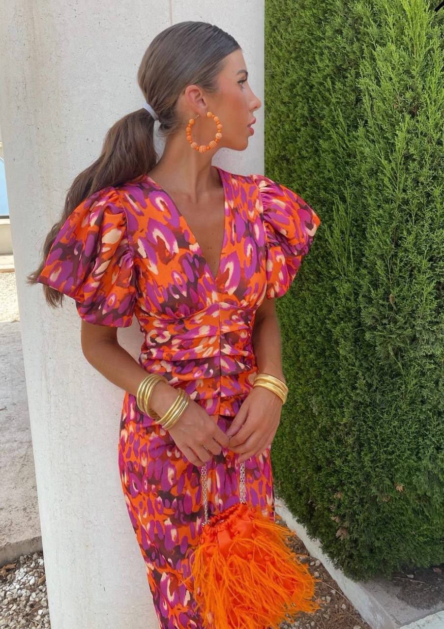 Roos - Elegante zomerjurk met botanische print voor dames Front
