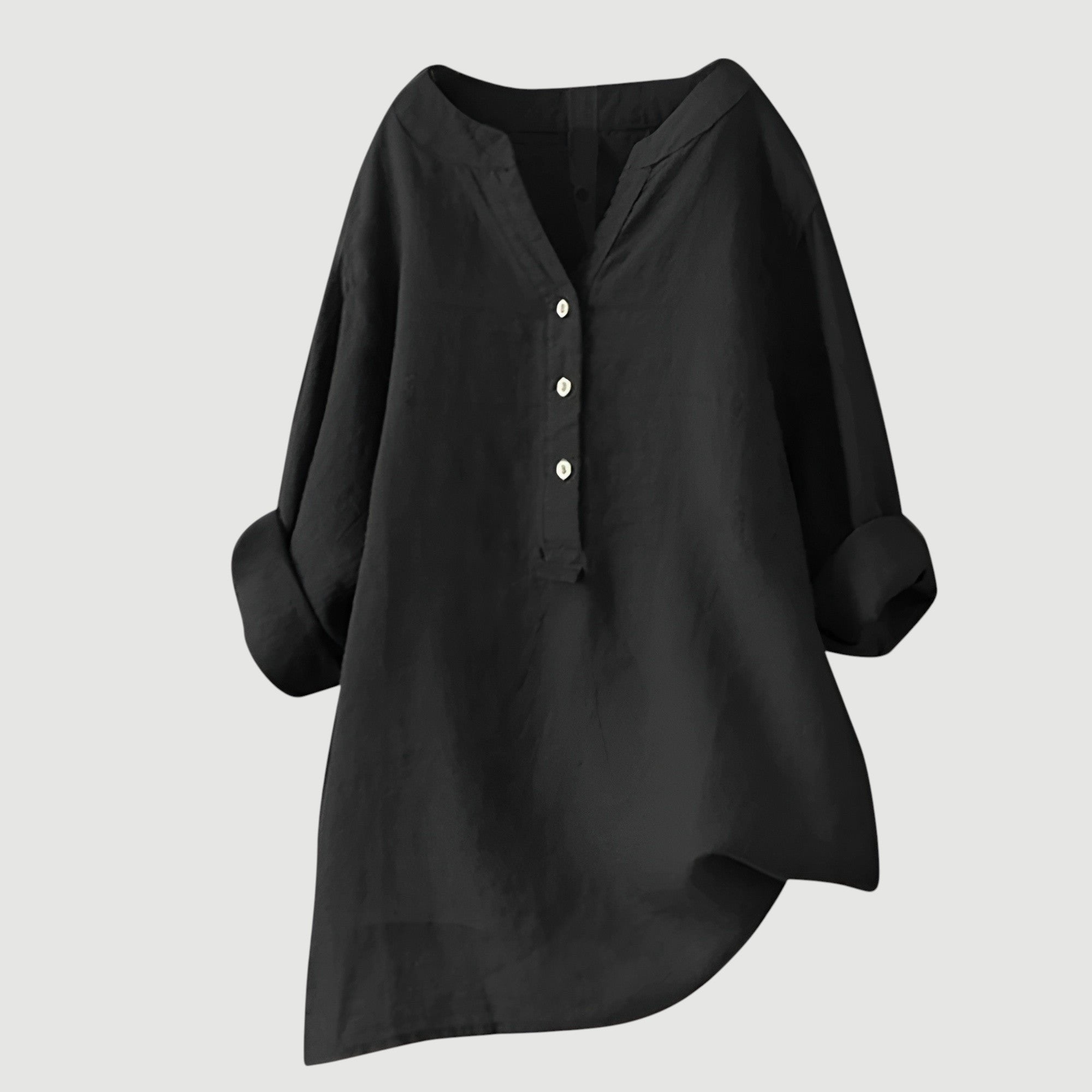 Roos - Klassiek overhemd met asymmetrische zoom voor dames Back