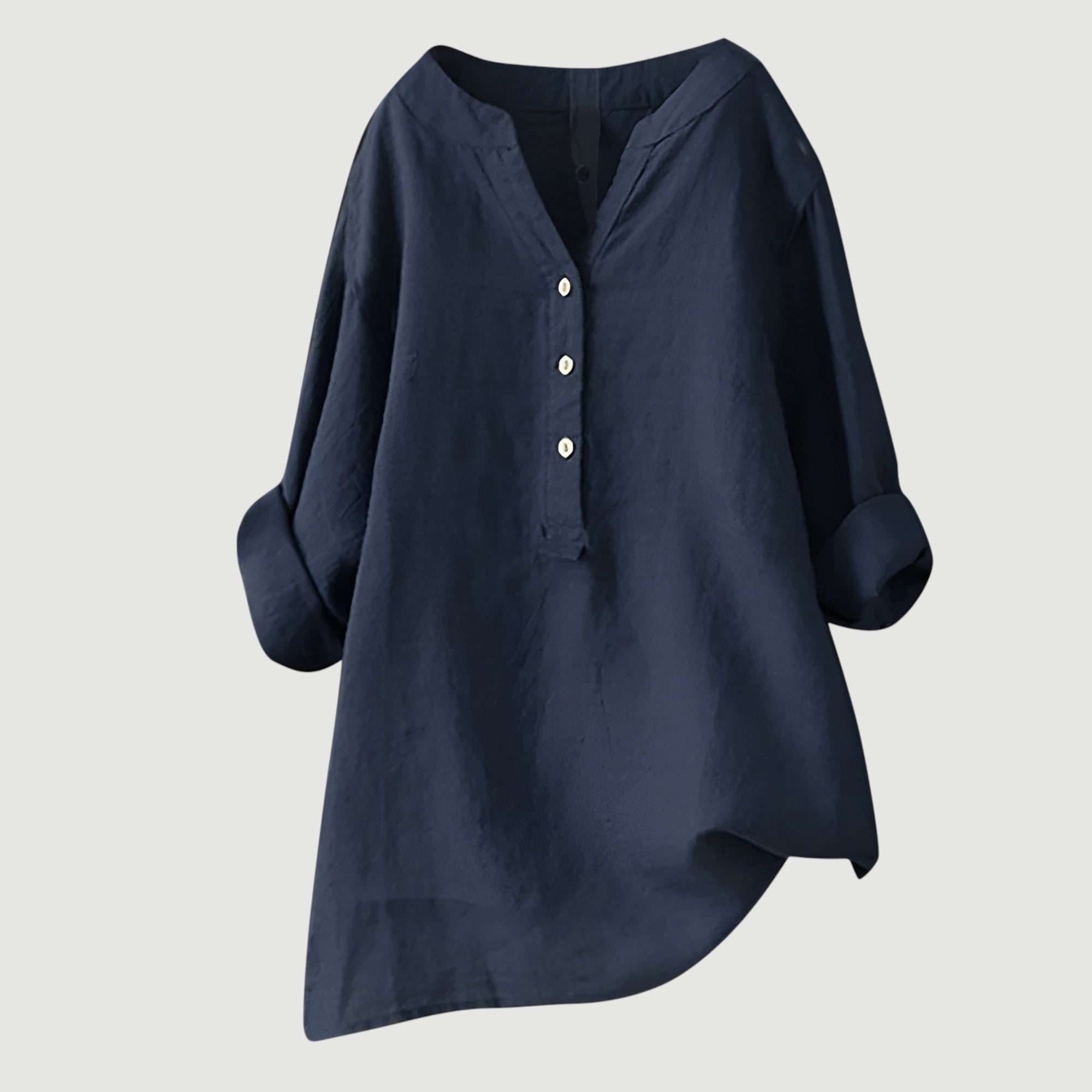 Roos - Klassiek overhemd met asymmetrische zoom voor dames Full