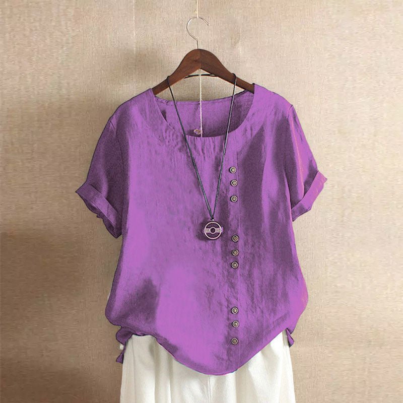 Silke - Luchtige katoenen blouse met sierknopenlijst voor dames View 11