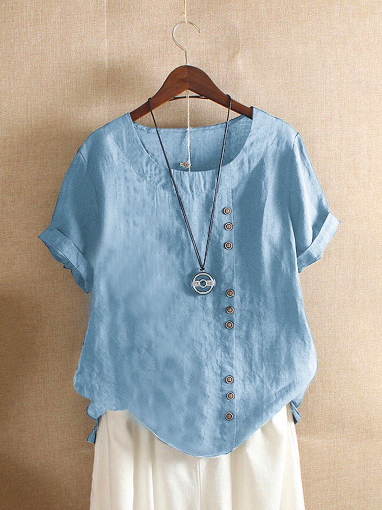 Silke - Luchtige katoenen blouse met sierknopenlijst voor dames View 14