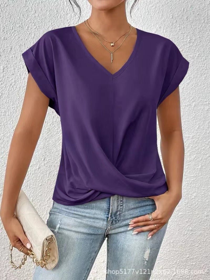 Tessa - Elegante t-shirt met v-hals en twist zoom voor dames View 14