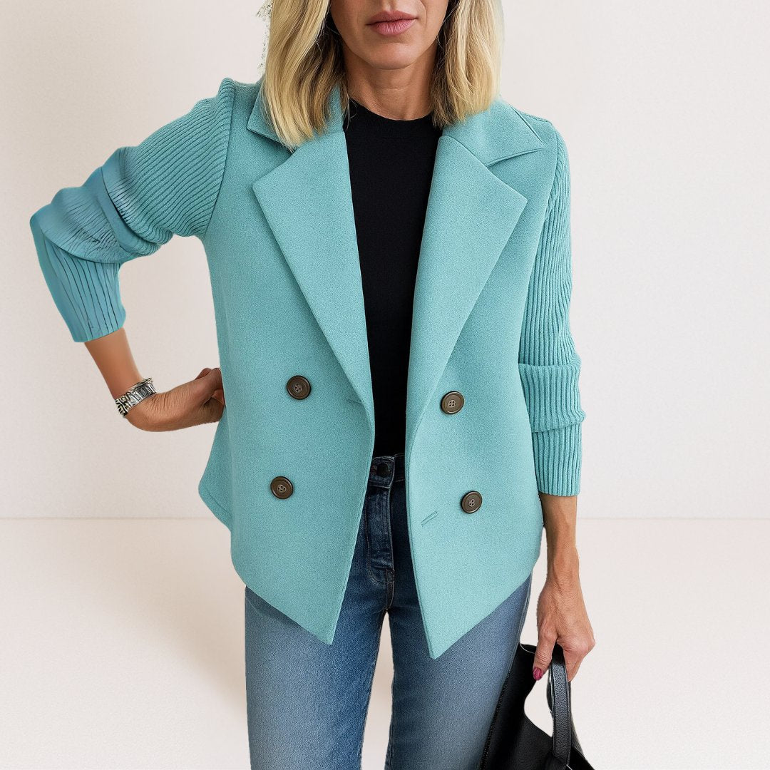 Vera - Casual blazer met contrasterende gebreide mouwen voor dames Alternate