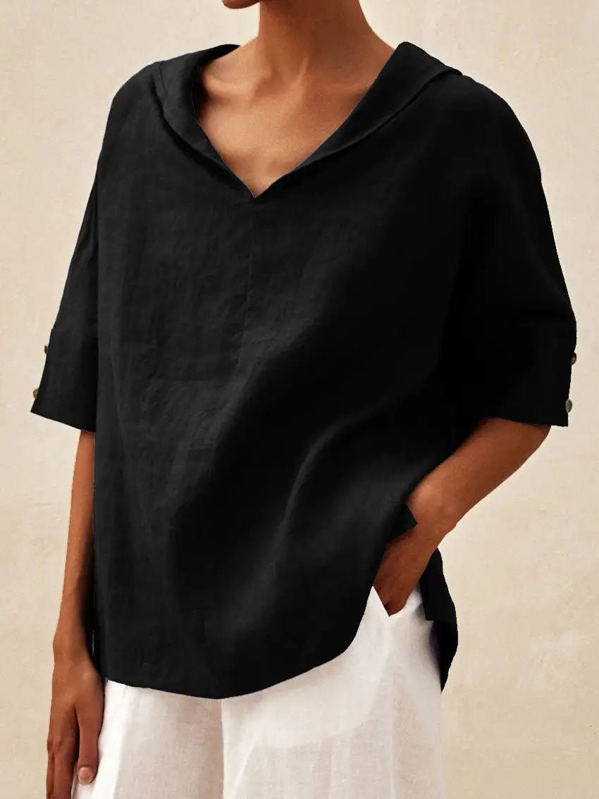 Vera - Luchtige linnen blouse met v-hals voor dames Side