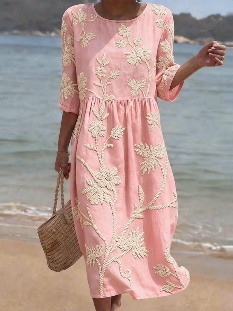 Wies - Broderie midi jurk voor dames Detail
