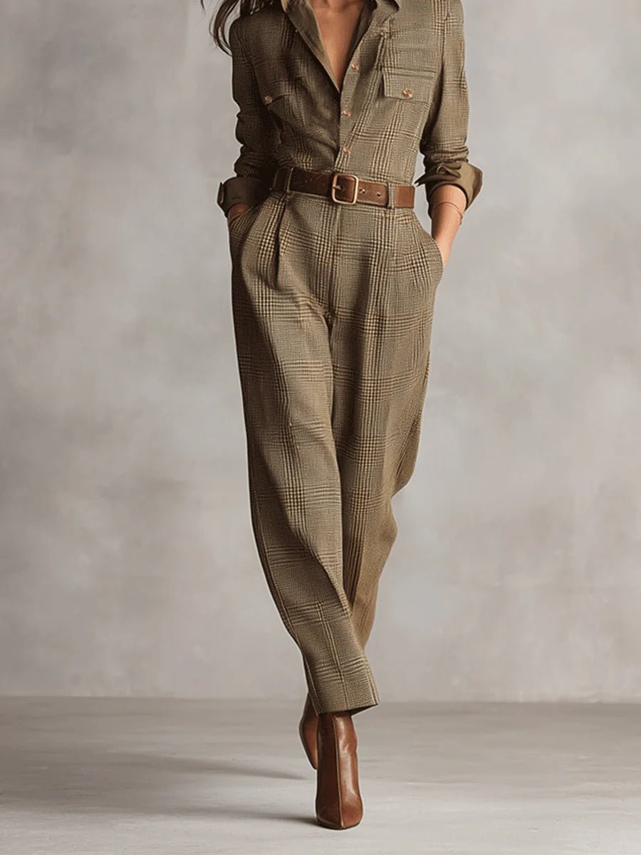 Wies - Klassieke geruite utility jumpsuit voor dames Detail