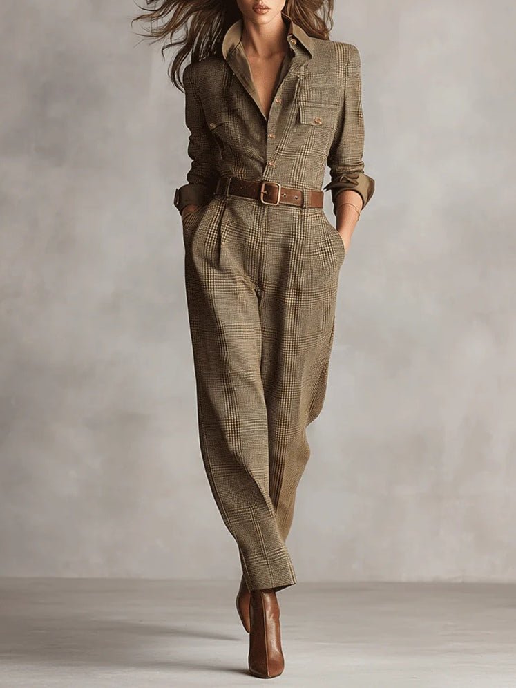 Wies - Klassieke geruite utility jumpsuit voor dames Hero