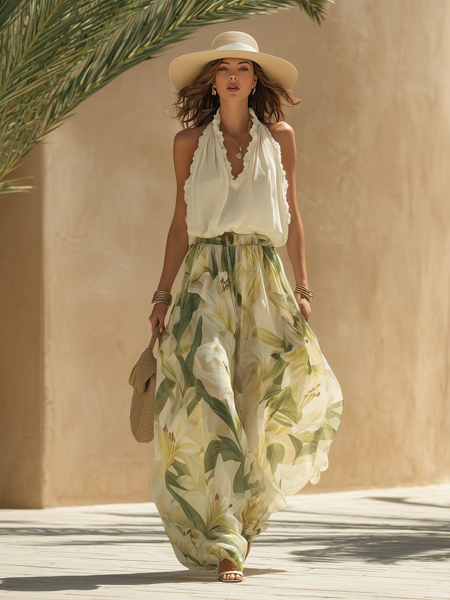 Wies - Vloeiende zomerset met bloemenprint voor dames Back