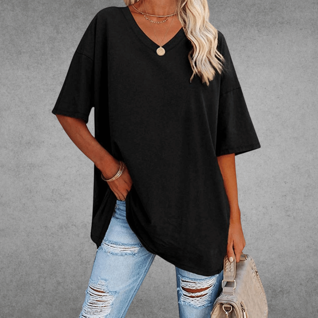 Lieke - Luchtige oversized t-shirt met V-hals voor dames