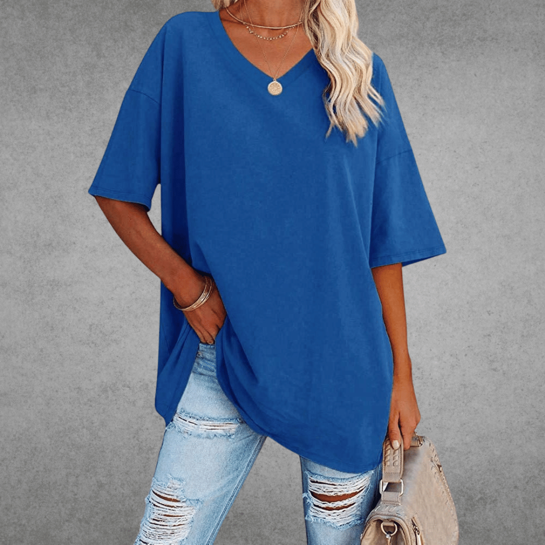 Lieke - Luchtige oversized t-shirt met V-hals voor dames