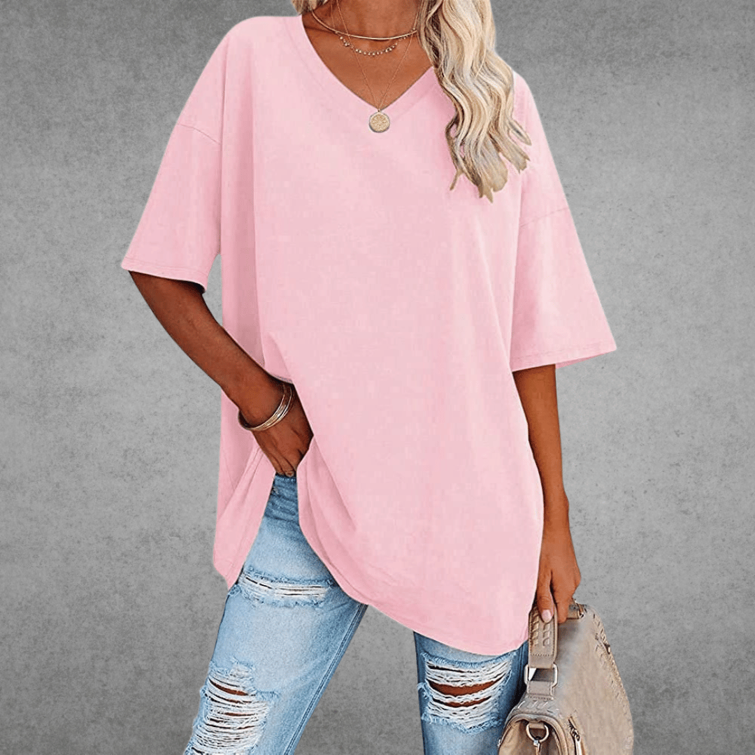 Lieke - Luchtige oversized t-shirt met V-hals voor dames
