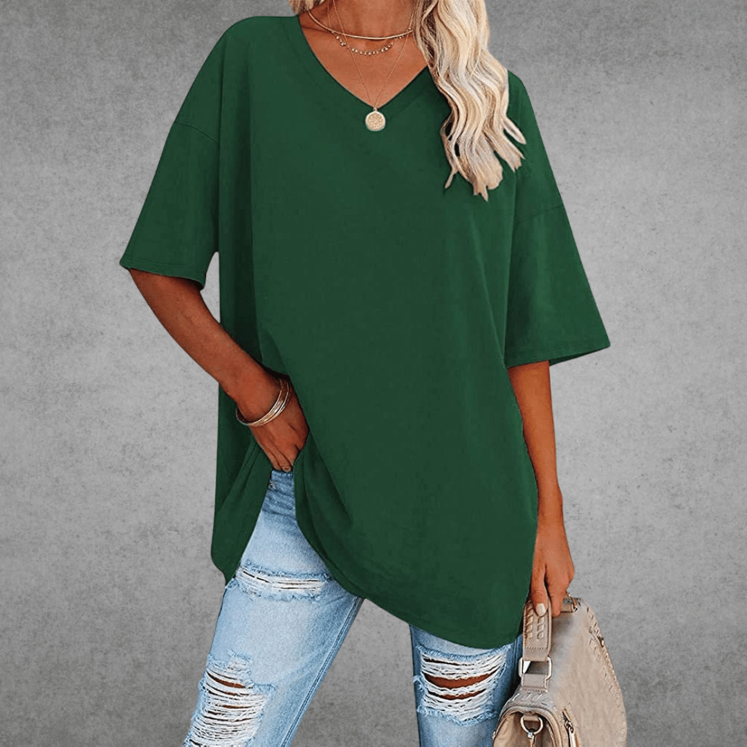 Lieke - Luchtige oversized t-shirt met V-hals voor dames