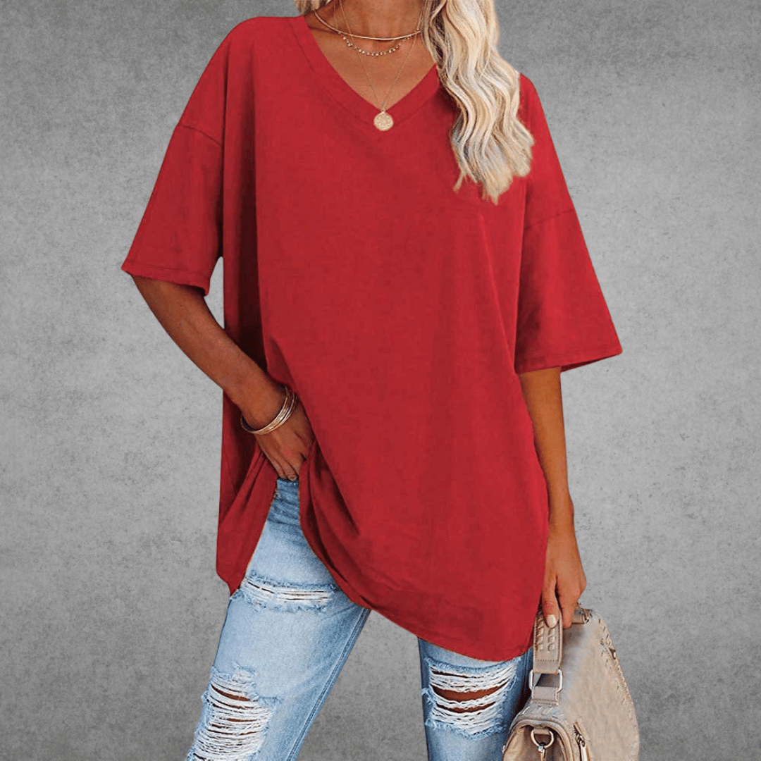 Lieke - Luchtige oversized t-shirt met V-hals voor dames