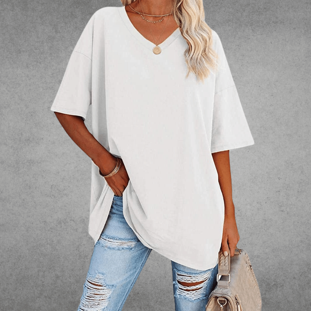 Lieke - Luchtige oversized t-shirt met V-hals voor dames