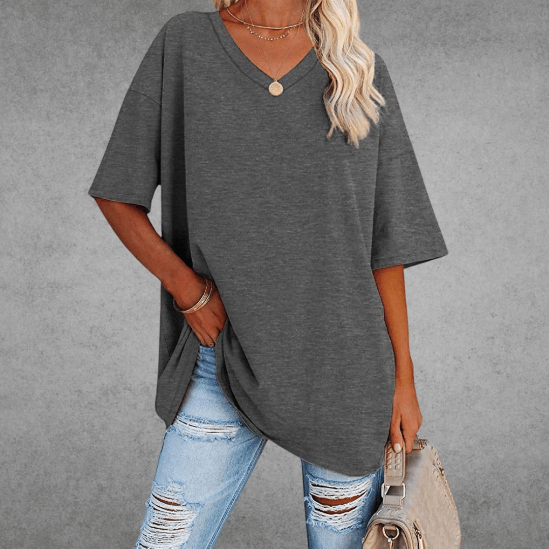 Lieke - Luchtige oversized t-shirt met V-hals voor dames