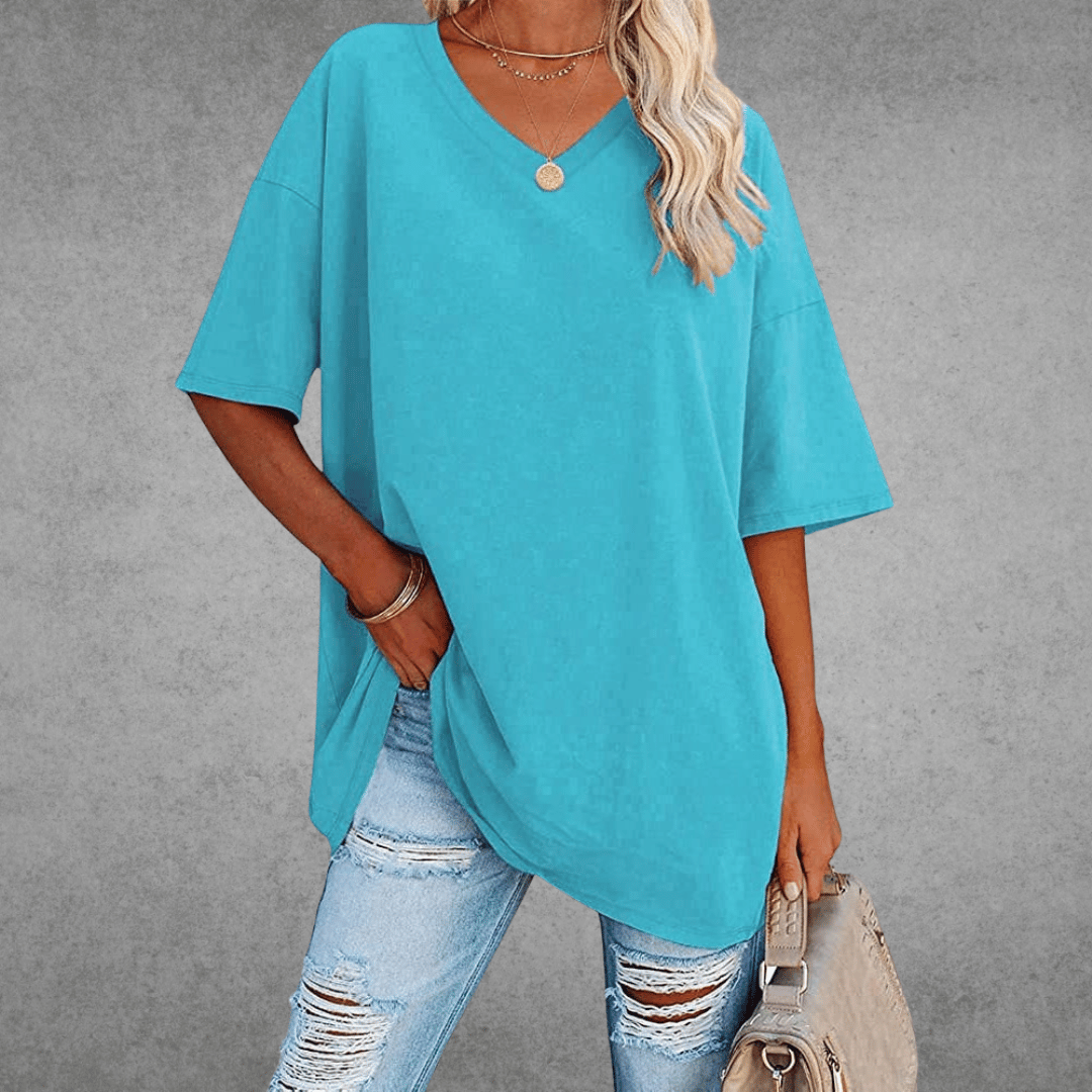 Lieke - Luchtige oversized t-shirt met V-hals voor dames
