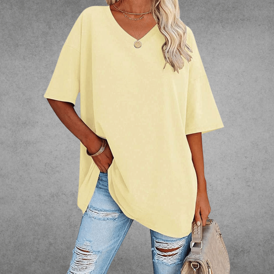 Lieke - Luchtige oversized t-shirt met V-hals voor dames