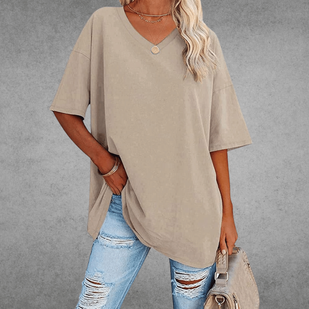 Lieke - Luchtige oversized t-shirt met V-hals voor dames