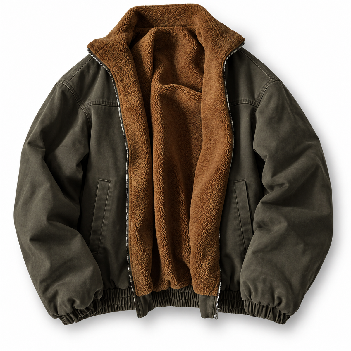 Noud - Warme vintage bombervest met teddykraag voor heren