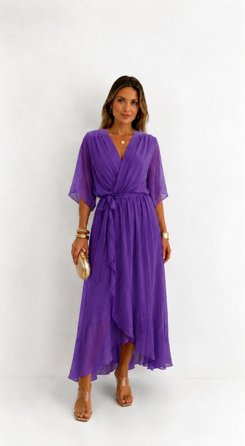 Hannah - Elegante chiffon vouwjurk voor dames
