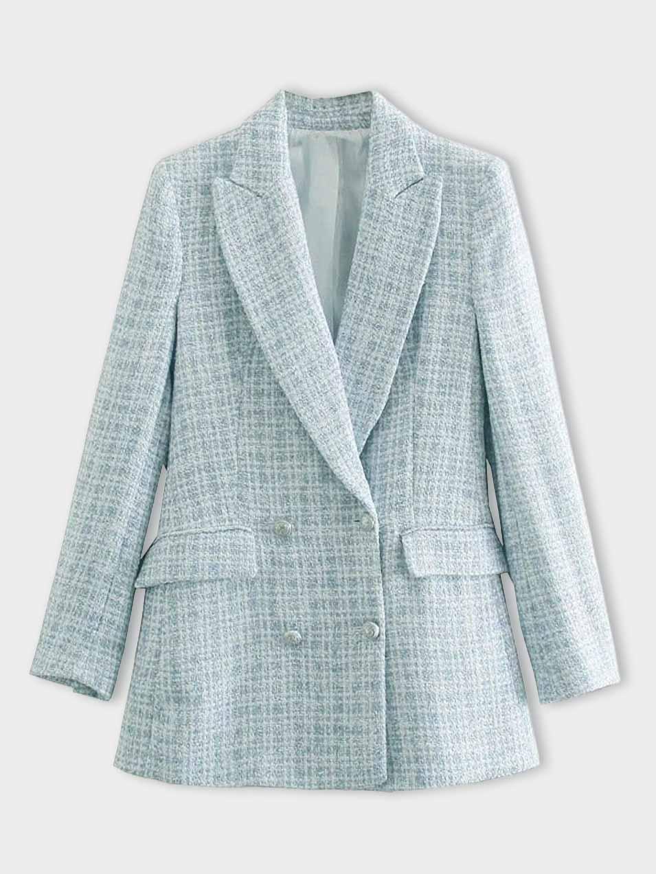 Lieke - Stijlvolle tweed damesblazer met dubbelrijige sluiting