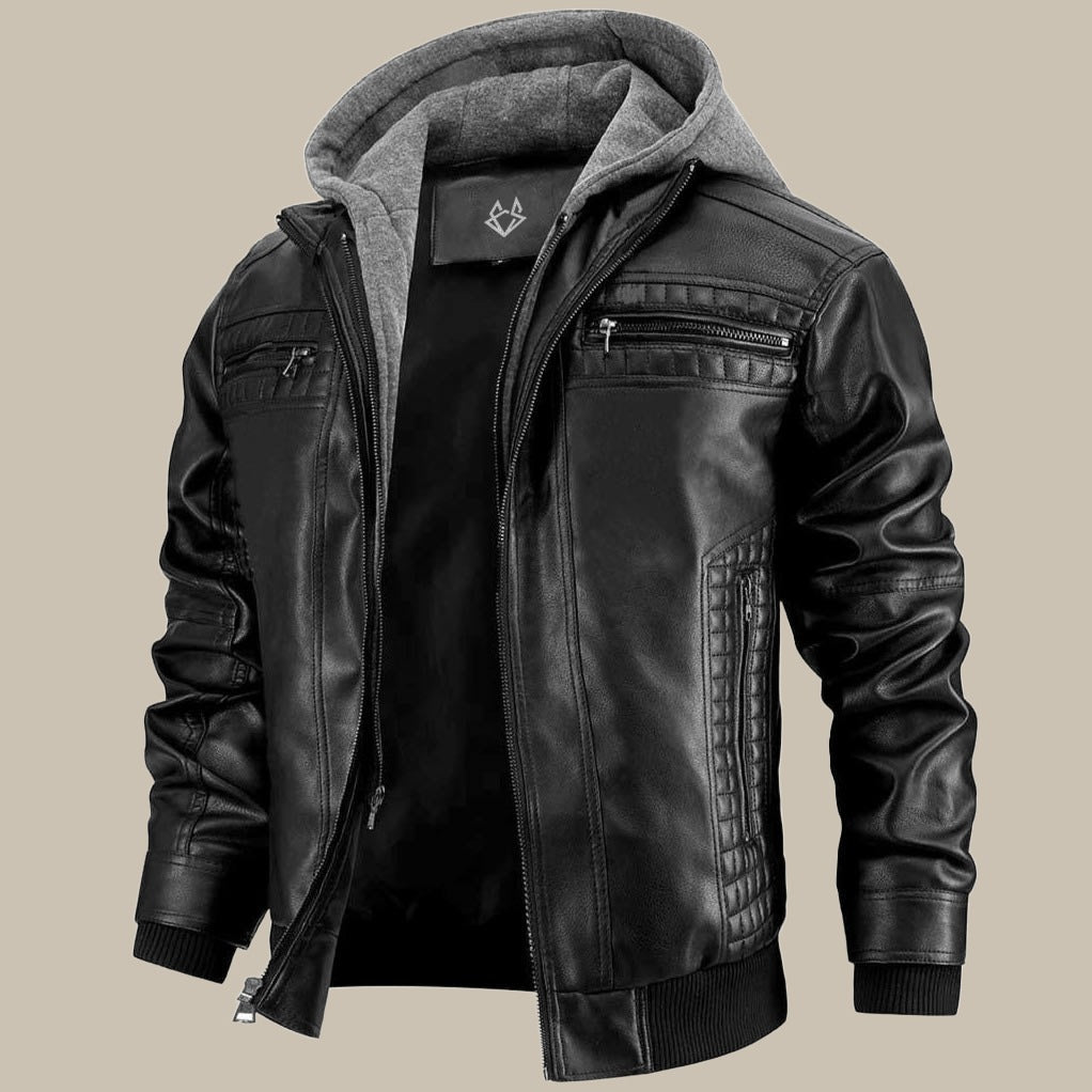Jasper - Stoere leren jas met capuchon voor heren