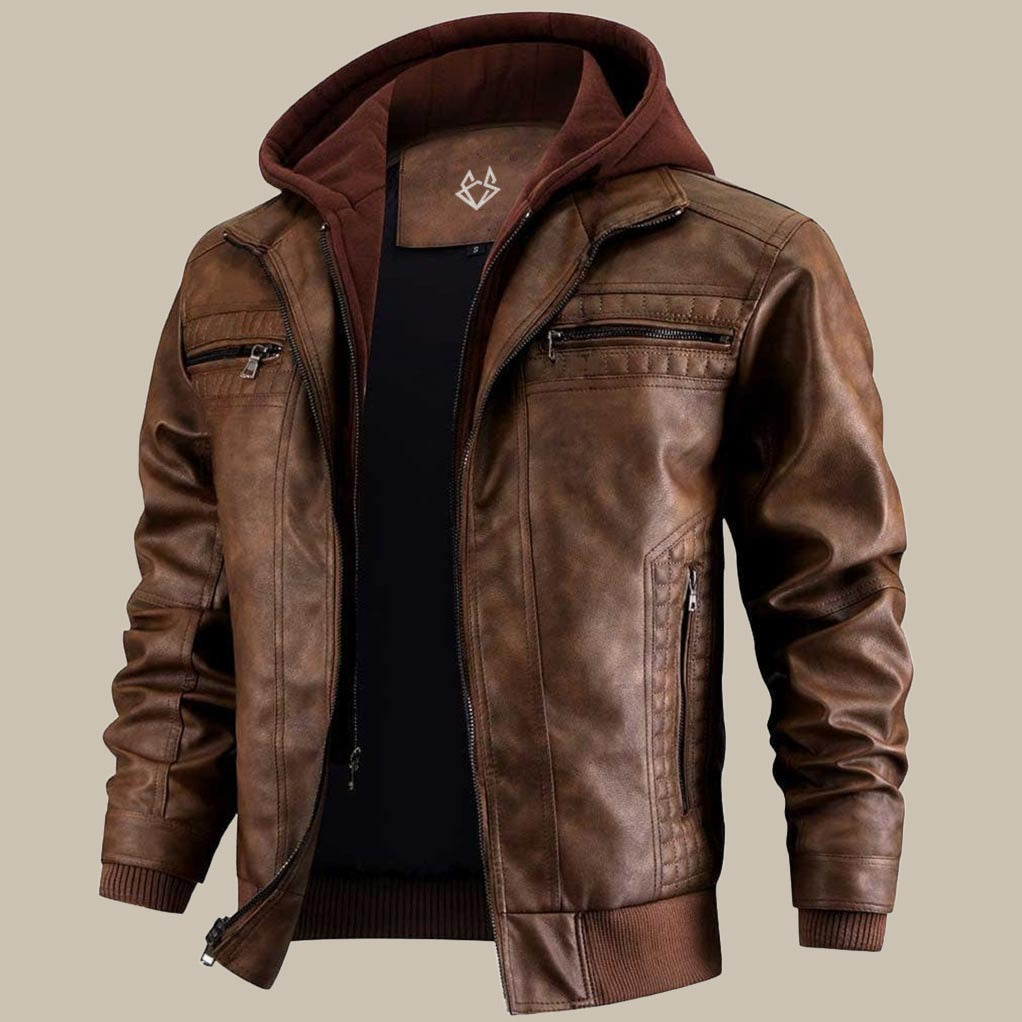 Jasper - Stoere leren jas met capuchon voor heren