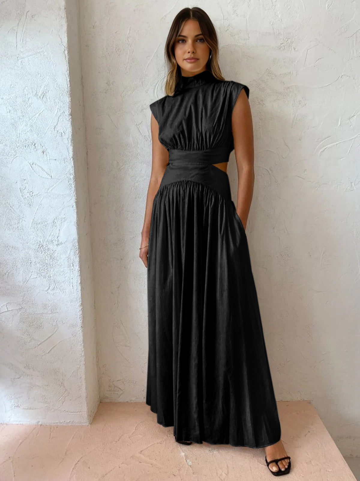 Fenna - Elegante plissé maxi jurk voor dames