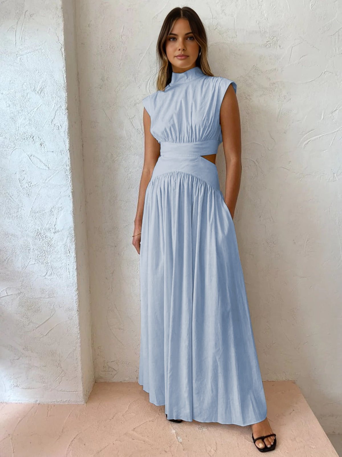 Fenna - Elegante plissé maxi jurk voor dames