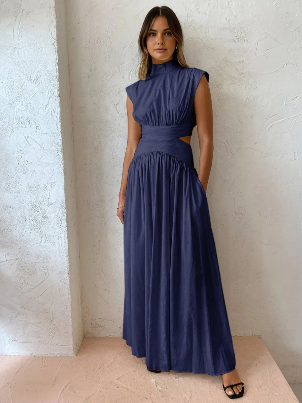 Fenna - Elegante plissé maxi jurk voor dames