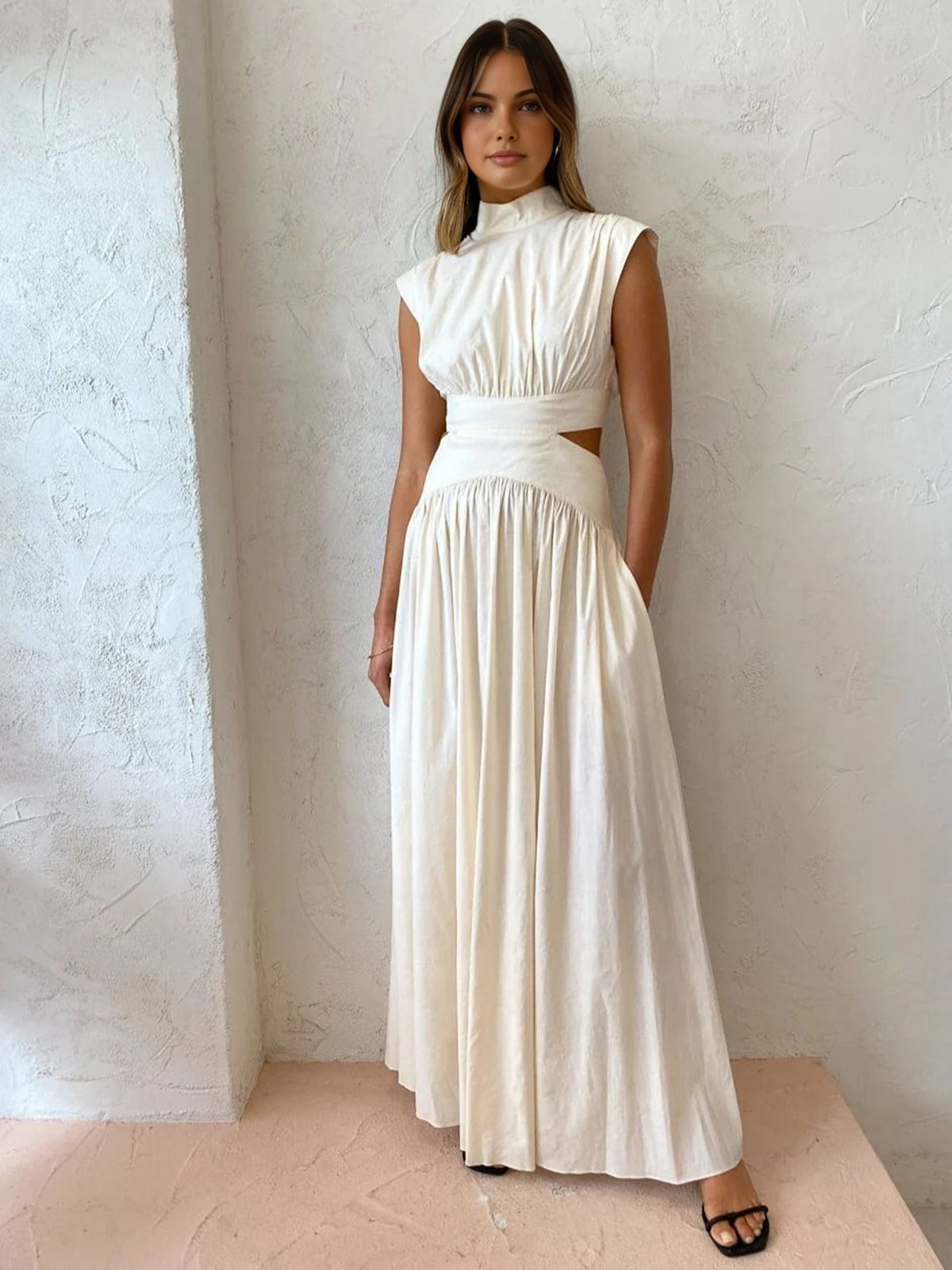 Fenna - Elegante plissé maxi jurk voor dames