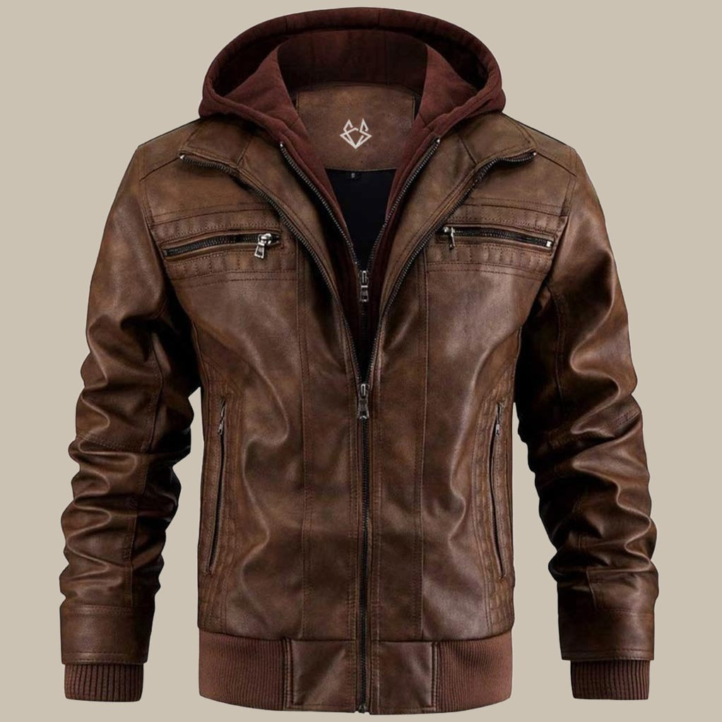 Jasper - Stoere leren jas met capuchon voor heren