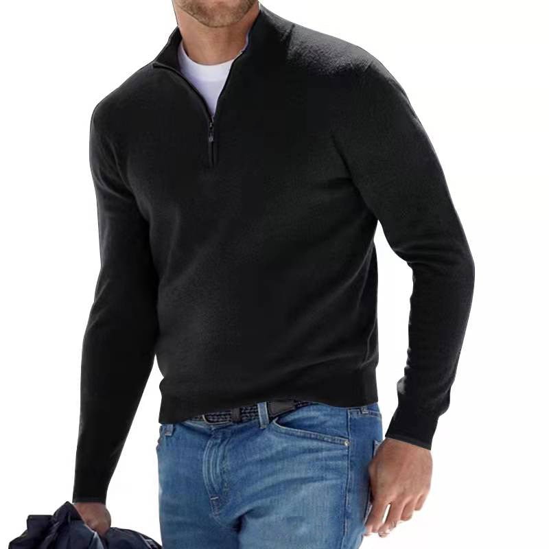 Bas - Gebreid quarterzip trui voor heren Front