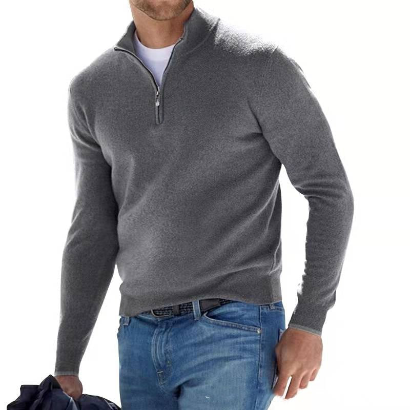Bas - Gebreid quarterzip trui voor heren Side