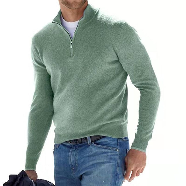Fenna - Stijlvolle half-zip trui met opstaande kraag voor heren