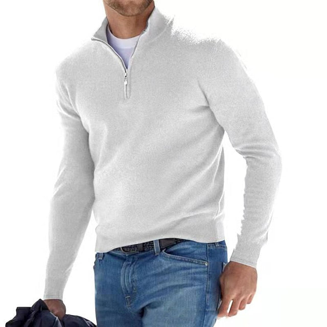 Fenna - Stijlvolle half-zip trui met opstaande kraag voor heren