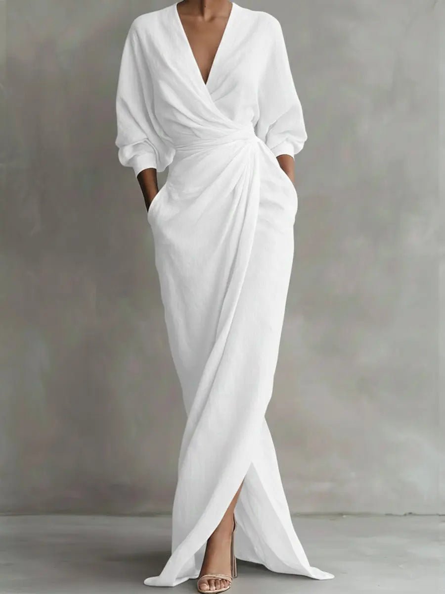 Evi - Elegante maxi jurk met draai-omslag taille voor dames Angle