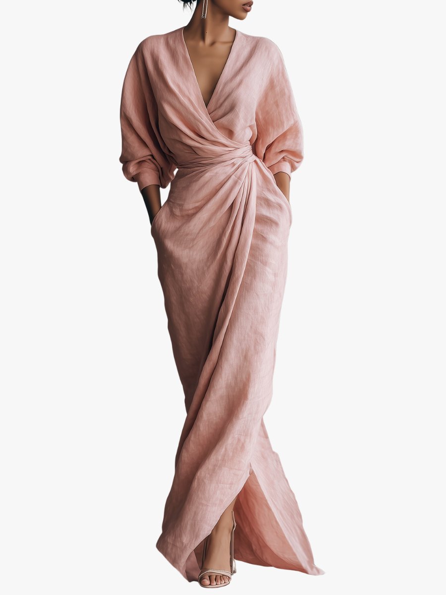 Evi - Elegante maxi jurk met draai-omslag taille voor dames Hero