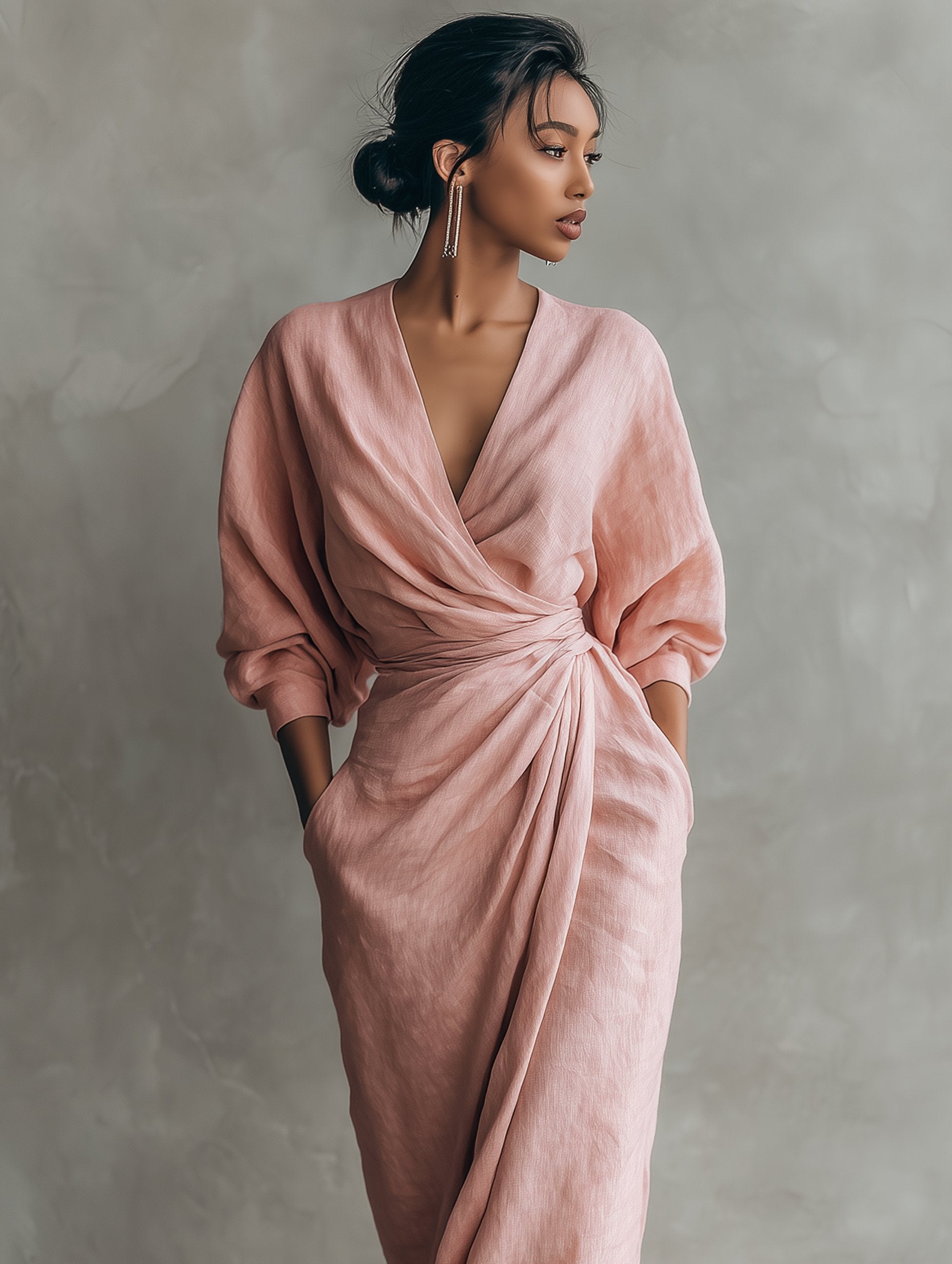 Evi - Elegante maxi jurk met draai-omslag taille voor dames View 11