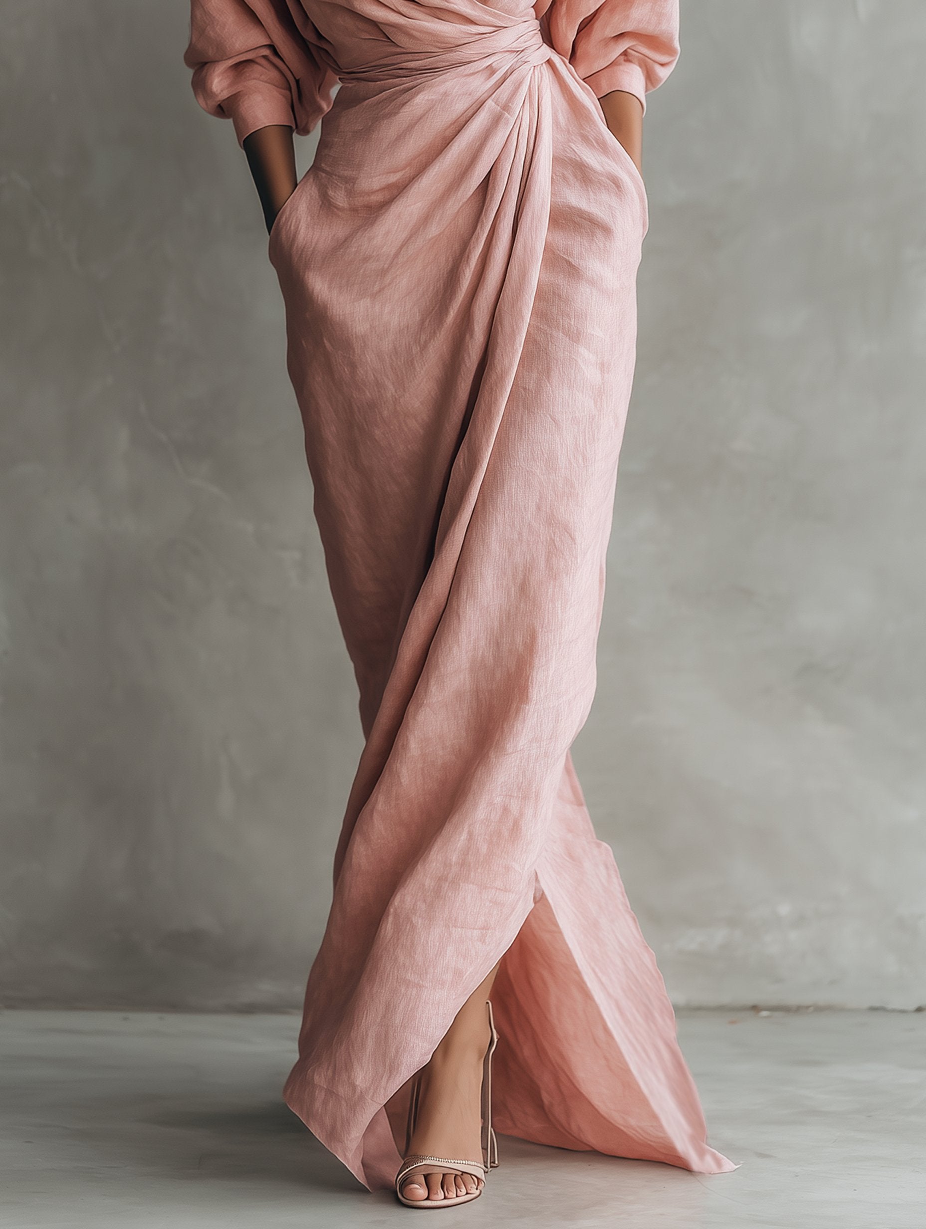 Evi - Elegante maxi jurk met draai-omslag taille voor dames View 12