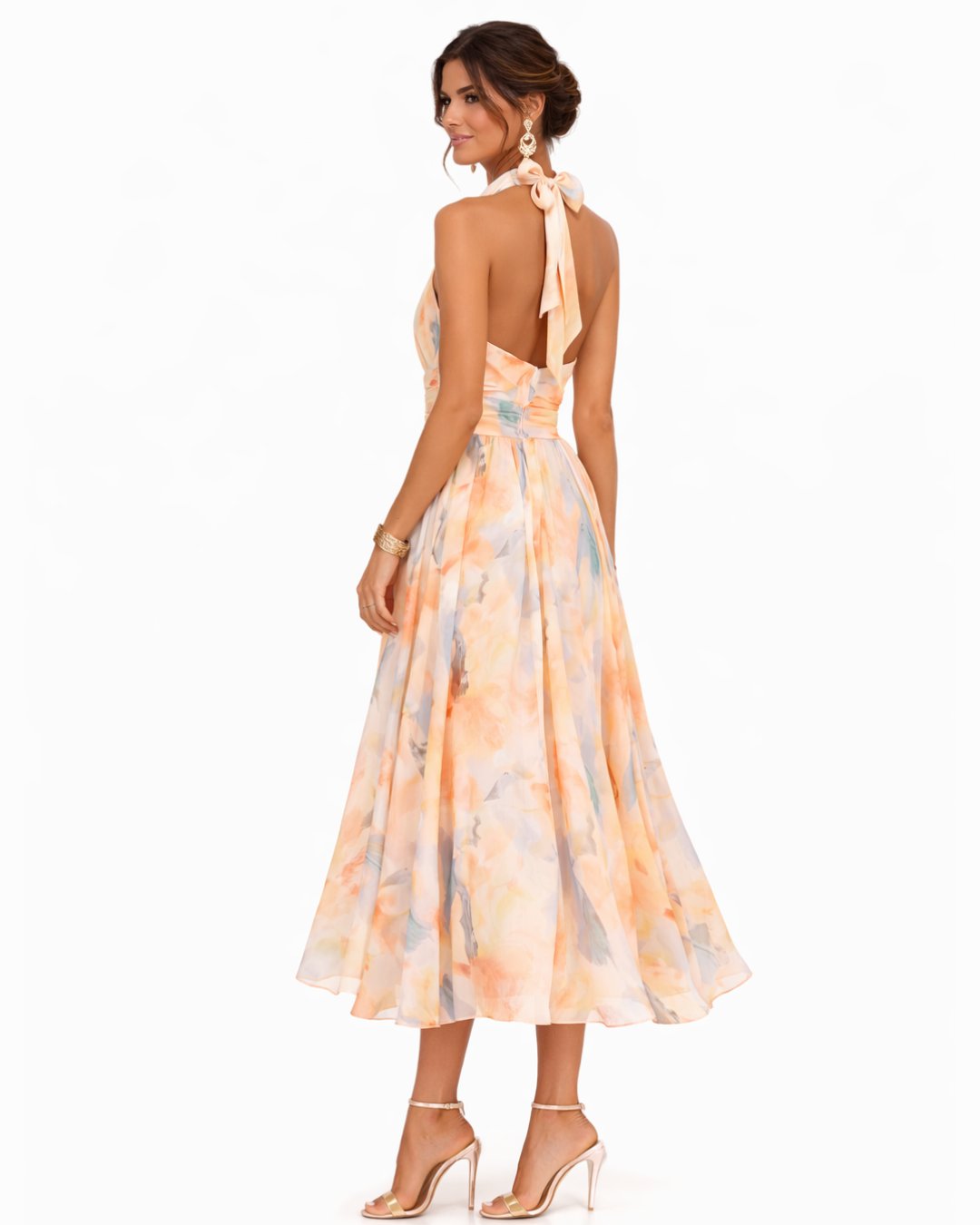 Femke - Elegante bloemenpatroon chiffonjurk voor dames Back