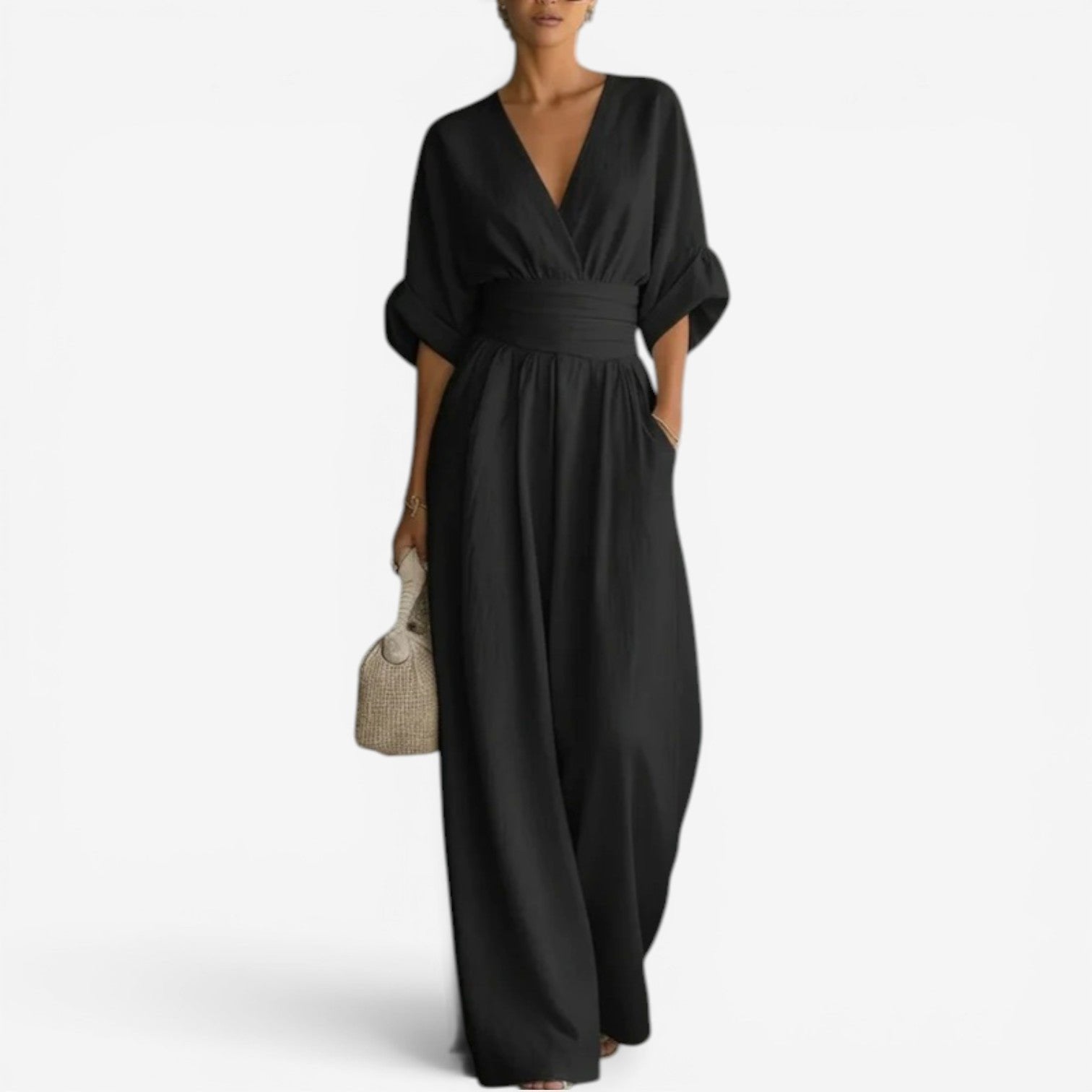 Femke - Elegante chique jumpsuit met brede taille voor dames Detail