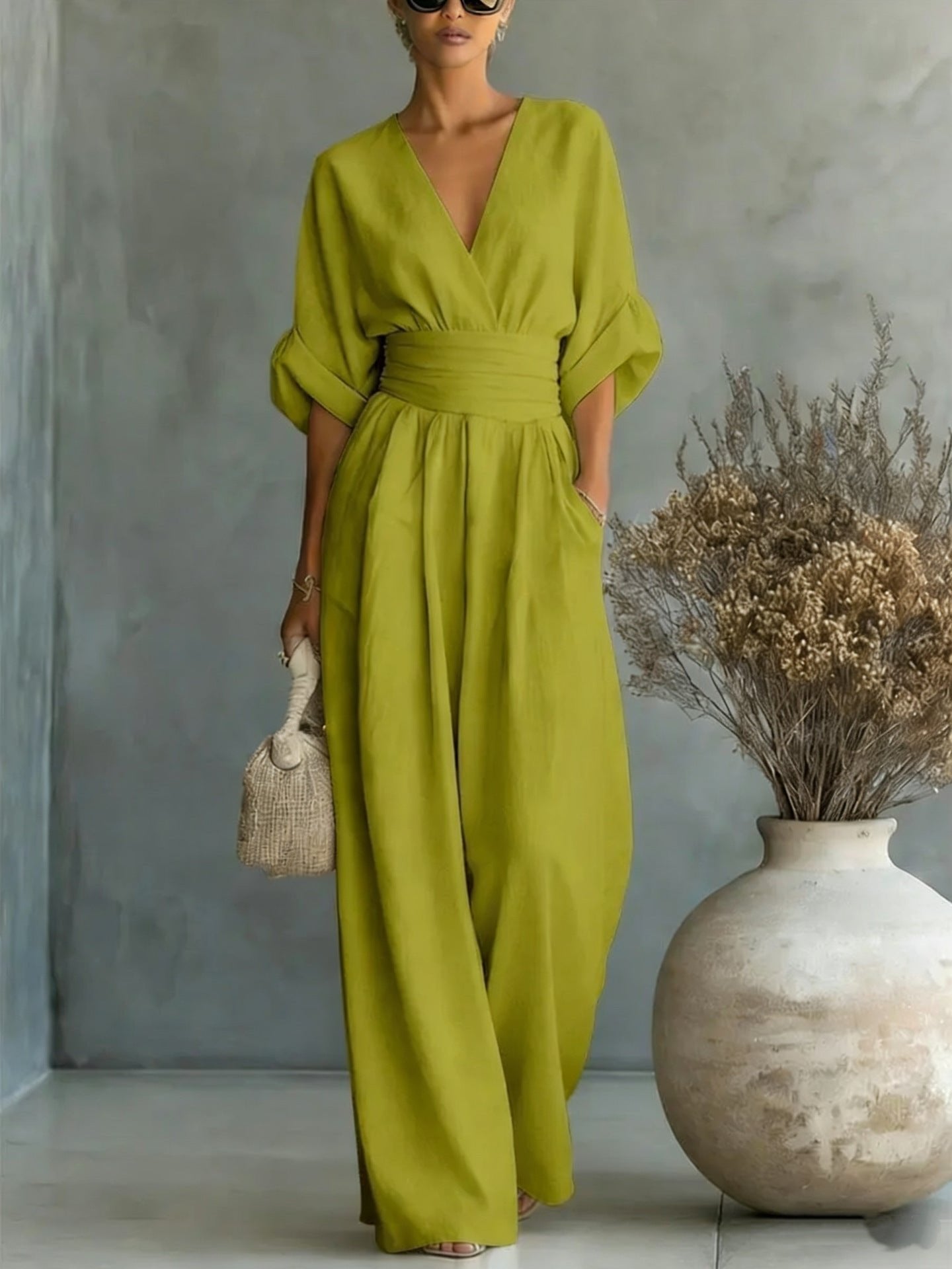 Femke - Elegante chique jumpsuit met brede taille voor dames Full