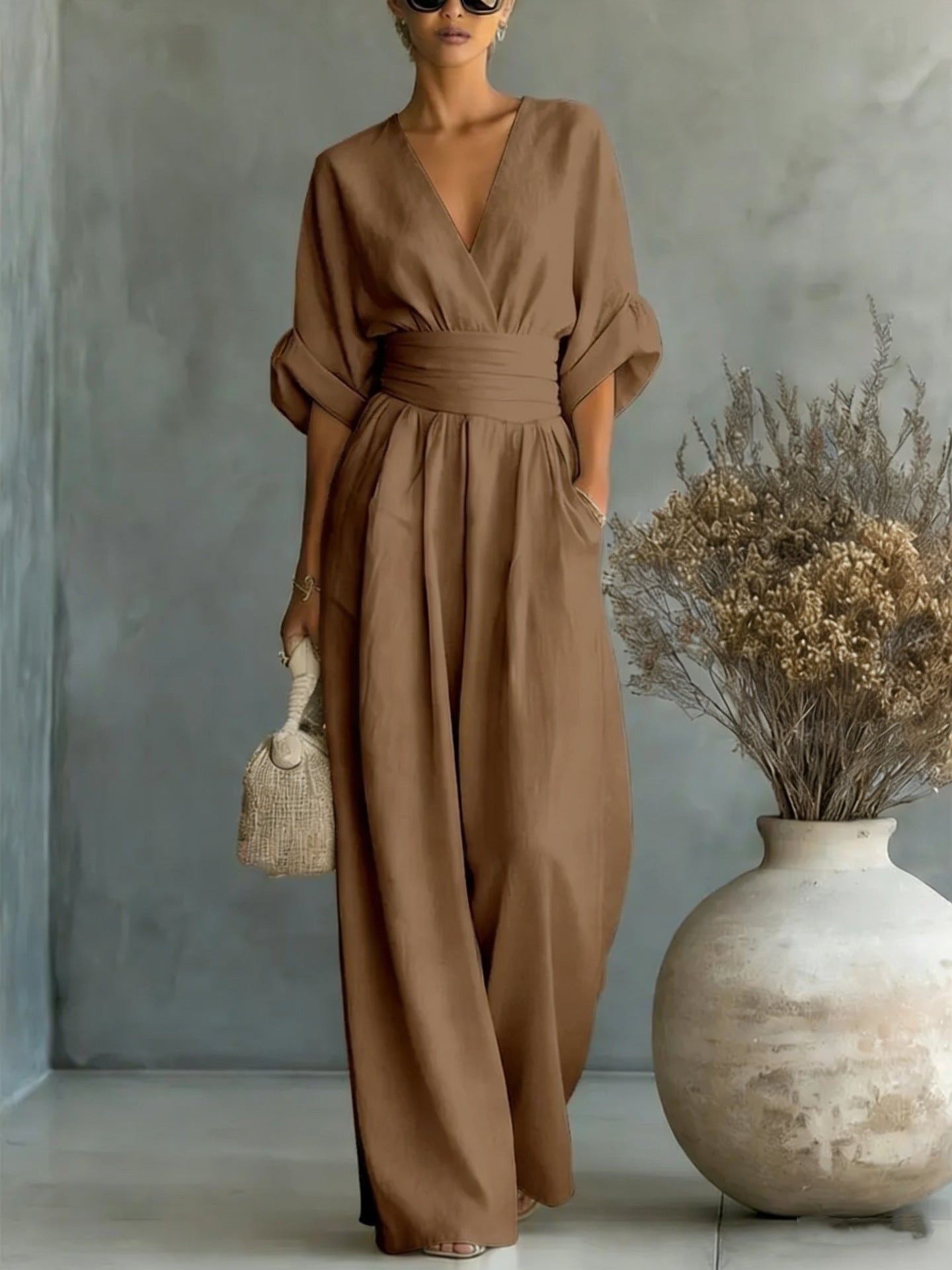 Femke - Elegante chique jumpsuit met brede taille voor dames Lifestyle